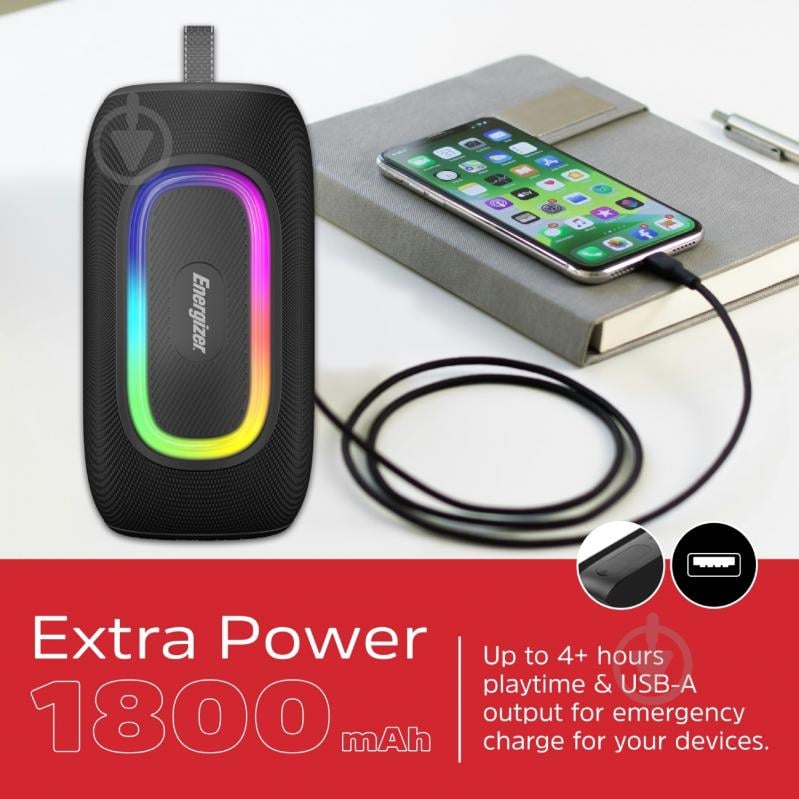 Портативная колонка Energizer 1.0 black (BTS163) - фото 8