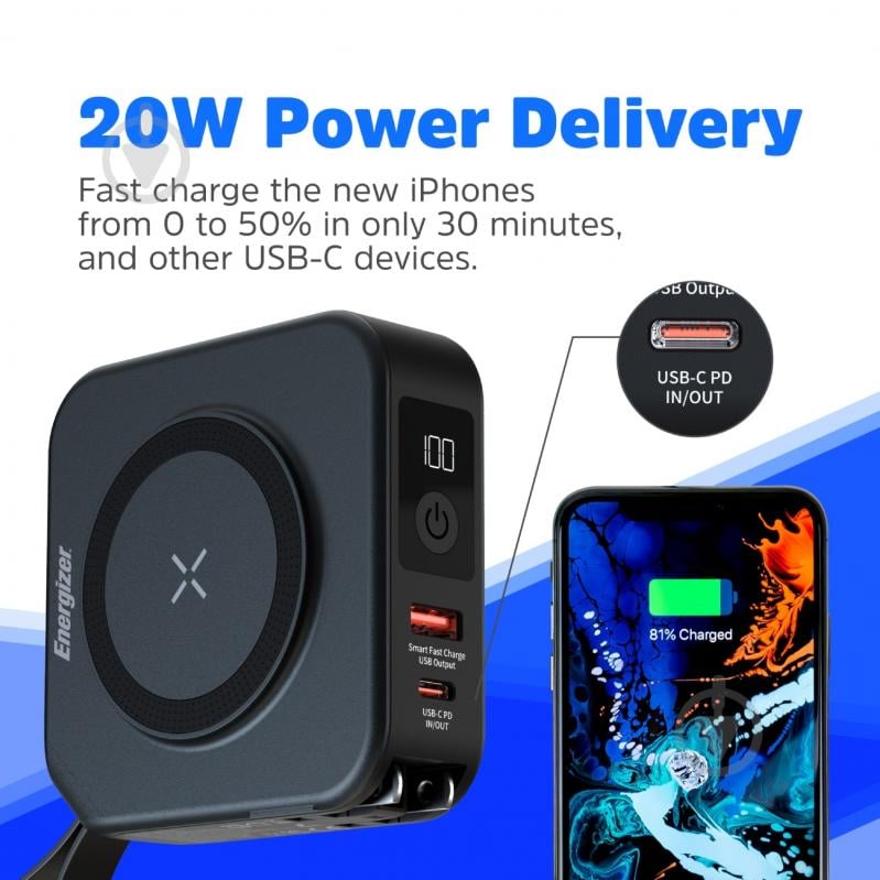 Повербанк Energizer 10000 mAh black (QM10001AC) - фото 11 Повербанк Energizer 10000 mAh black (QM10001AC) - фото 11
