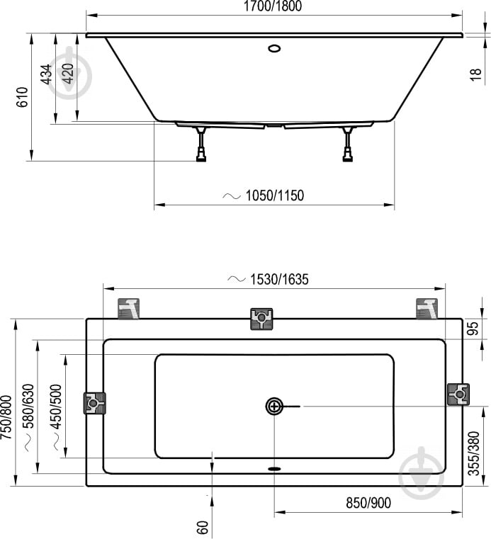 Ванна акриловая Ravak FORMY SLIM 01 C691300000 170х75 см - фото 2