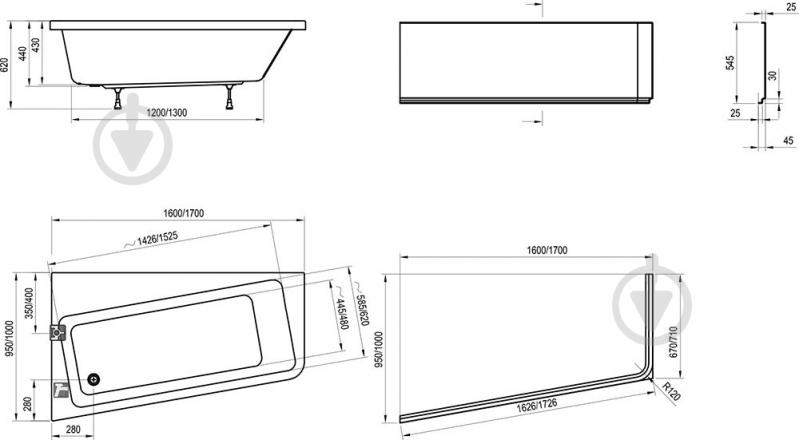 Ванна акрилова Ravak 10° R 160х95 см C841000000 - фото 4 Ванна акрилова Ravak 10° R 160х95 см C841000000 - фото 4
