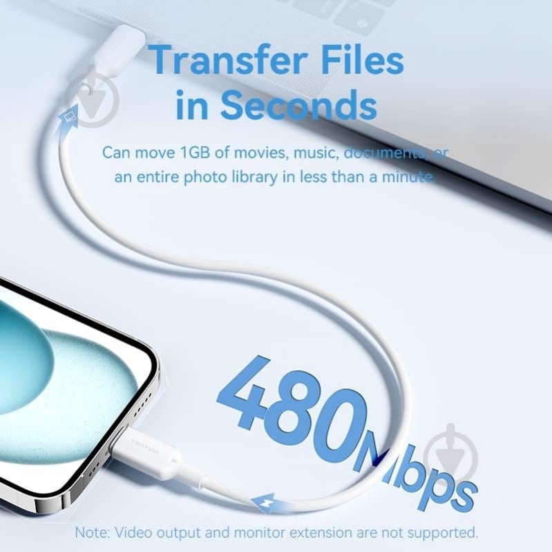 USB-кабель Vention 1 м белый (TRCWF) - фото 9