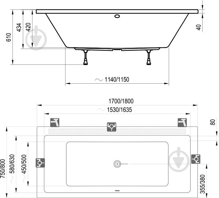 Ванна акриловая Ravak Formy 01 170х75 см C691000000 - фото 3 Ванна акриловая Ravak Formy 01 170х75 см C691000000 - фото 3