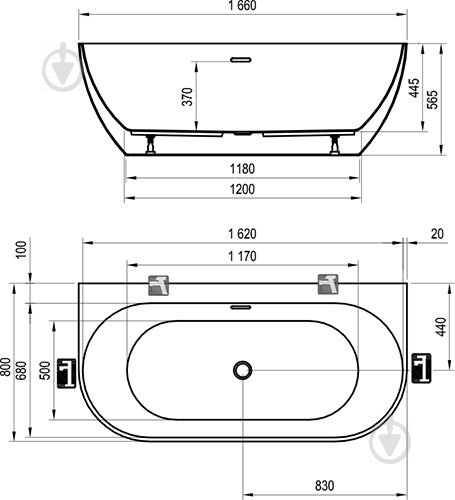 Ванна акрилова Ravak Freedom W окремостояча 166х80 см XC00100024 - фото 4