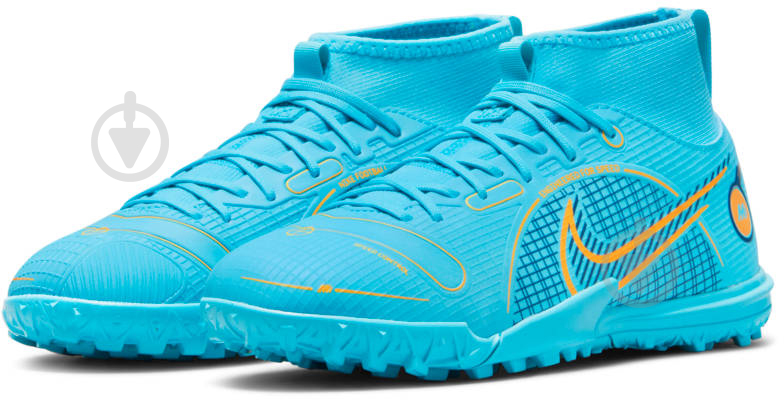 Сороконожки Nike JR SUPERFLY 8 ACADEMY TF DJ2864-484 р.33,5 голубой - фото 6