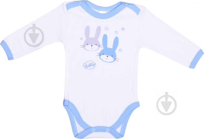 Боди детское для мальчика Baby Veres Hello Bunny цельный р.62 бело-голубой - фото 2