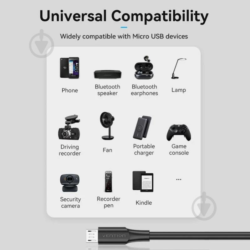 Кабель Vention USB 2.0 AM-micro BM 1 м черный (CTIBF) - фото 6 Кабель Vention USB 2.0 AM-micro BM 1 м черный (CTIBF) - фото 6
