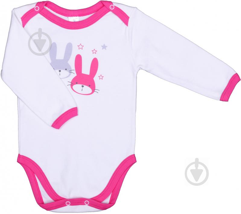 Боді дитяче для дівчинки Baby Veres Hello Bunny суцільний р.68 біло-рожевий - фото 1