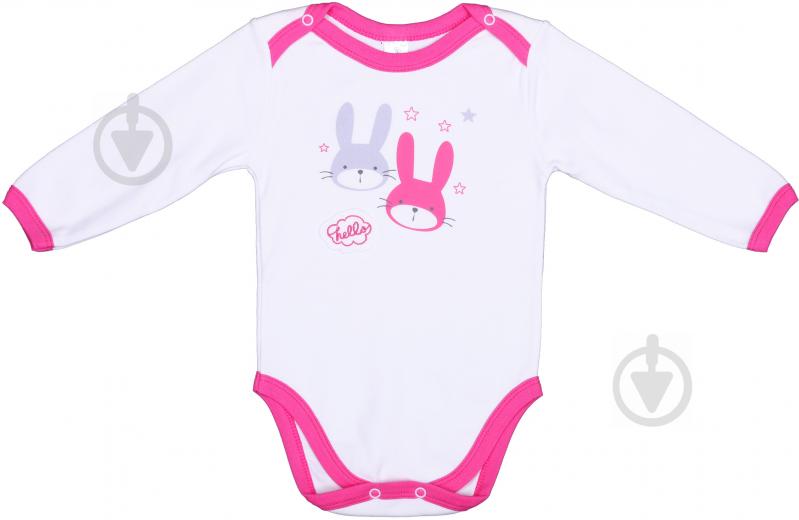 Боді дитяче для дівчинки Baby Veres Hello Bunny суцільний р.68 біло-рожевий - фото 2