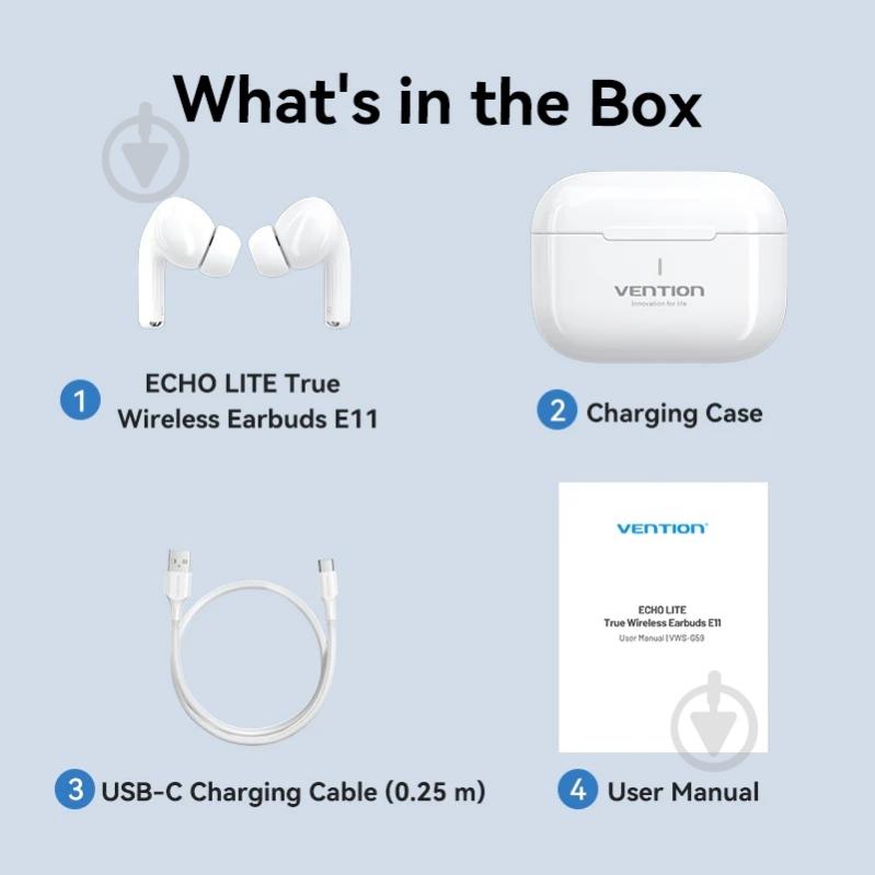 Наушники Vention Elf Earbuds ECHO LITE E11 white (NBVW0) - фото 5