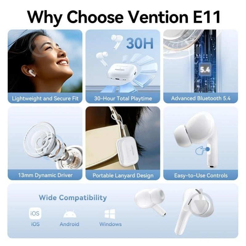 Наушники Vention Elf Earbuds ECHO LITE E11 white (NBVW0) - фото 6