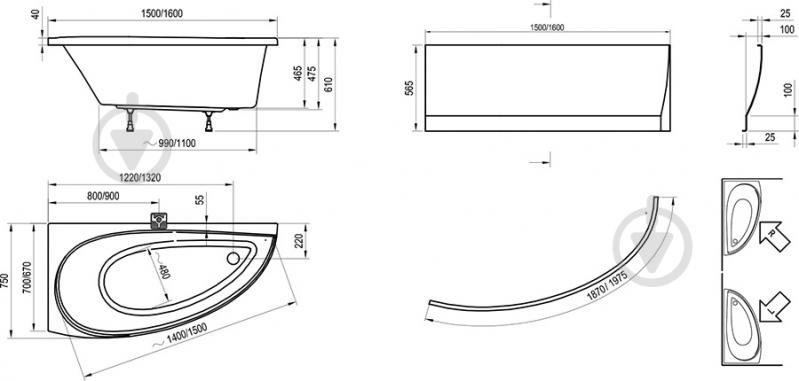 Ванна акриловая Ravak Avocado R 150х75 см CS01000000 - фото 3