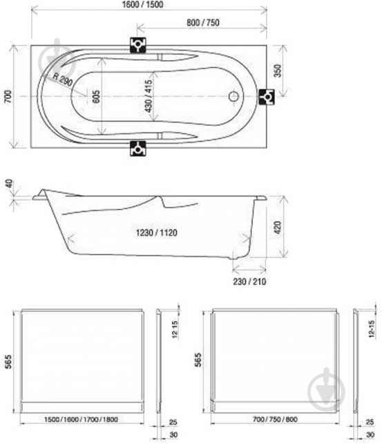 Ванна акриловая Ravak 150х70 см Ванда (CO01000000) - фото 2 Ванна акриловая Ravak 150х70 см Ванда (CO01000000) - фото 2