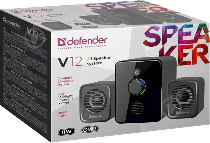 Акустическая система Defender V12 11Вт USB 2.1 black (65212) - фото 5