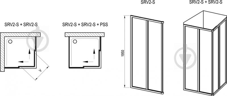 Душевые двери Ravak SRV2-90 195 S белый+transparent - фото 3