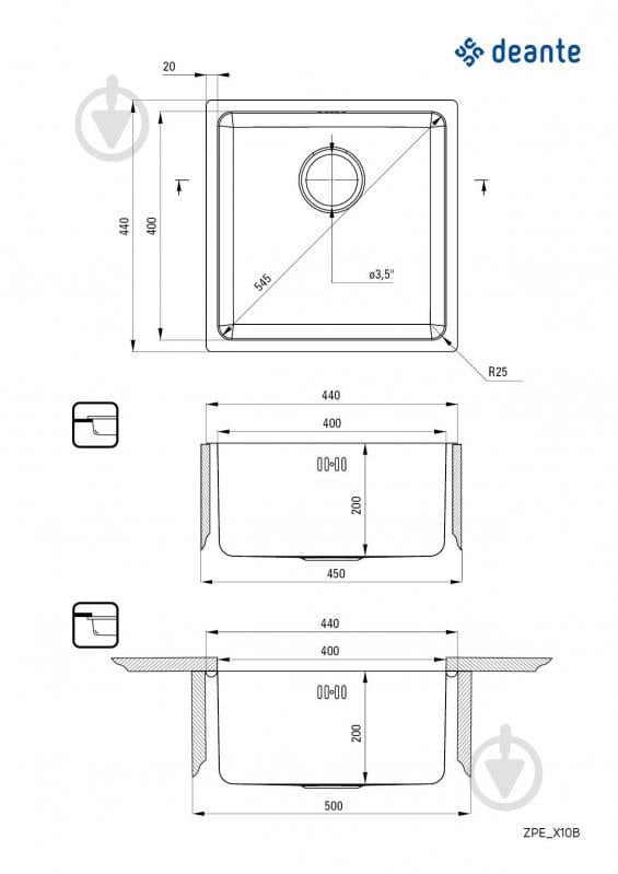 Мойка для кухни Deante Egeria (ZPE_010B) нержавеющая сталь - фото 3 Мойка для кухни Deante Egeria (ZPE_010B) нержавеющая сталь - фото 3