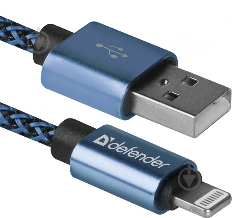 Кабель Defender Lightning – USB 1 м синій (87811) - фото 1