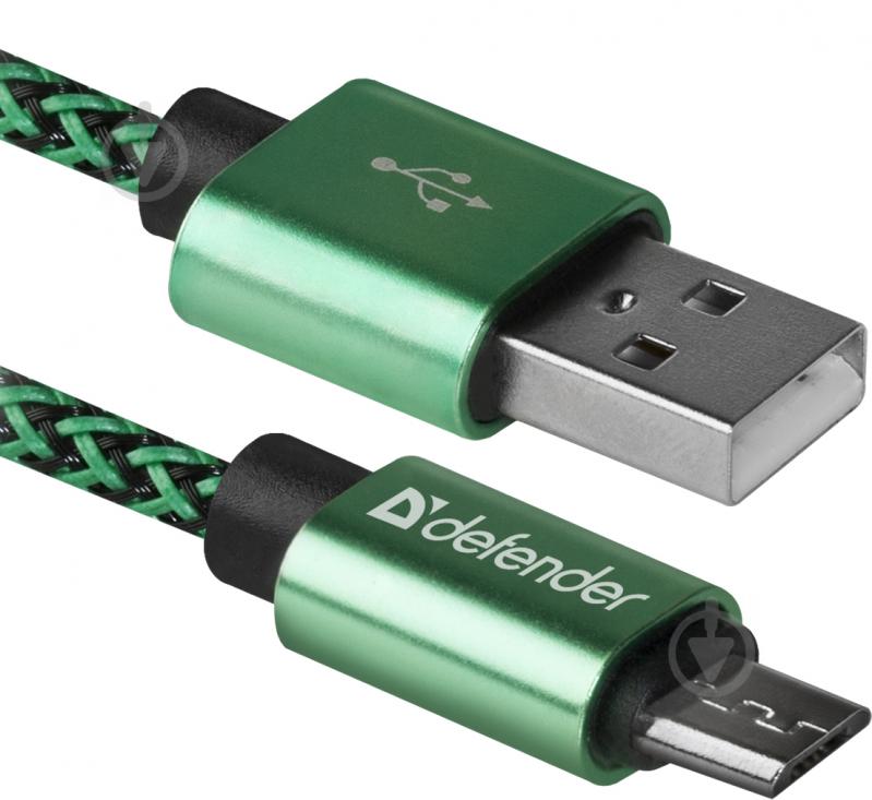 Кабель Defender microUSB 1 м зелений (87804) - фото 1