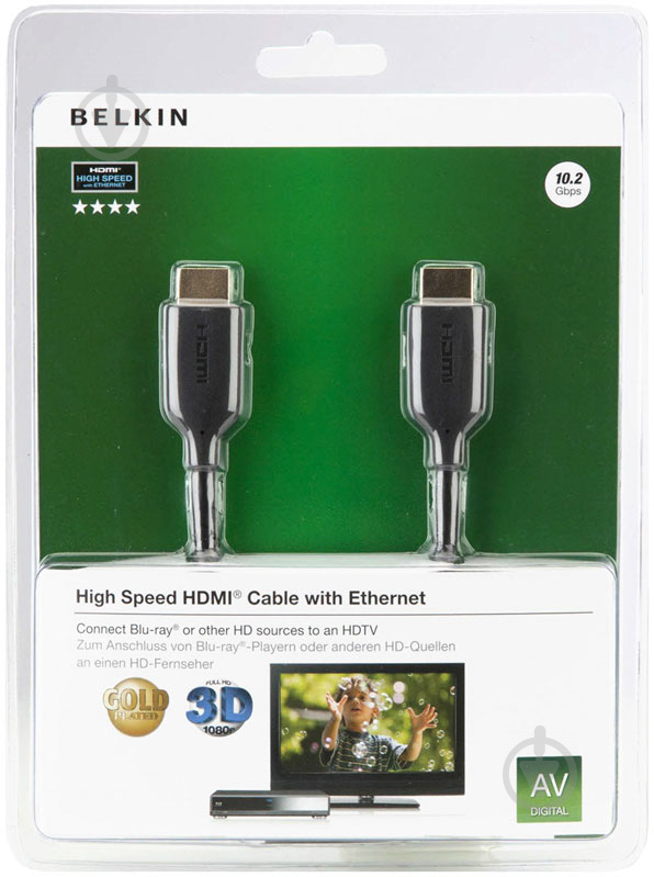 Кабель Belkin HDMI – HDMI 10 м черный (F3Y021bf10M) - фото 2