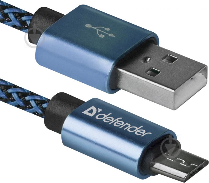 Кабель Defender microUSВ 1 м синий (87805) - фото 1