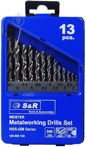 Набір свердел по металу S&R Meister HSS 1-6,5 мм 13 шт. 108809130 - фото 2