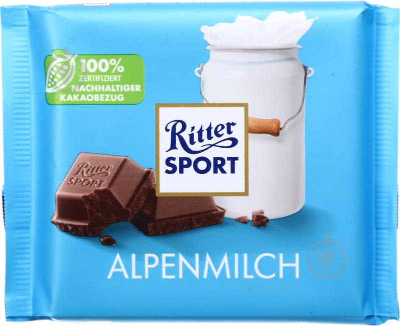 Молочний шоколад Ritter Sport з альпійським молоком 100 г - фото 1