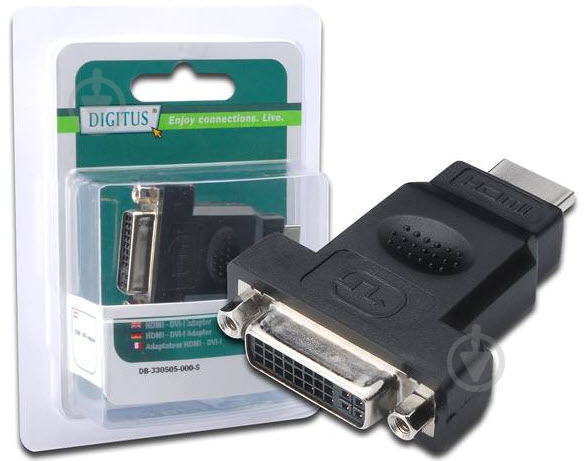 Адаптер Digitus HDMI – DVI чорний (AK-330505-000-S) 24+5 - фото 2