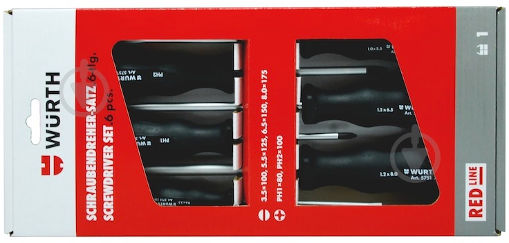 Набір викруток WURTH шліц та PH 6 шт 575194226 - фото 2 Набір викруток WURTH шліц та PH 6 шт 575194226 - фото 2