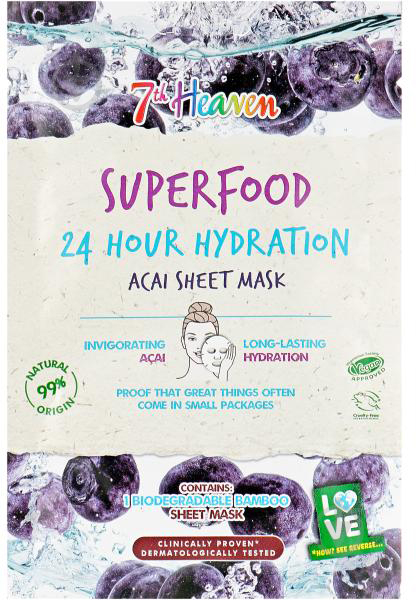 Маска тканинна для обличчя 7th Heaven Hydration з ягодами асаї 10 г - фото 1