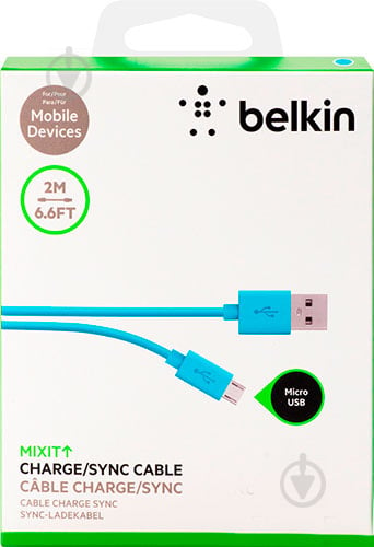 Кабель Belkin USB – microUSB 2 м синий (F2CU012bt2M-BLU) MIXIT - фото 2