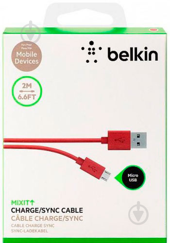 Кабель Belkin USB – microUSB 2 м червоний (F2CU012bt2M-RED) MIXIT - фото 2