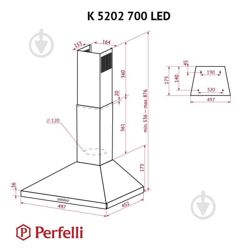 Вытяжка Perfelli K 5202 I 700 LED - фото 11