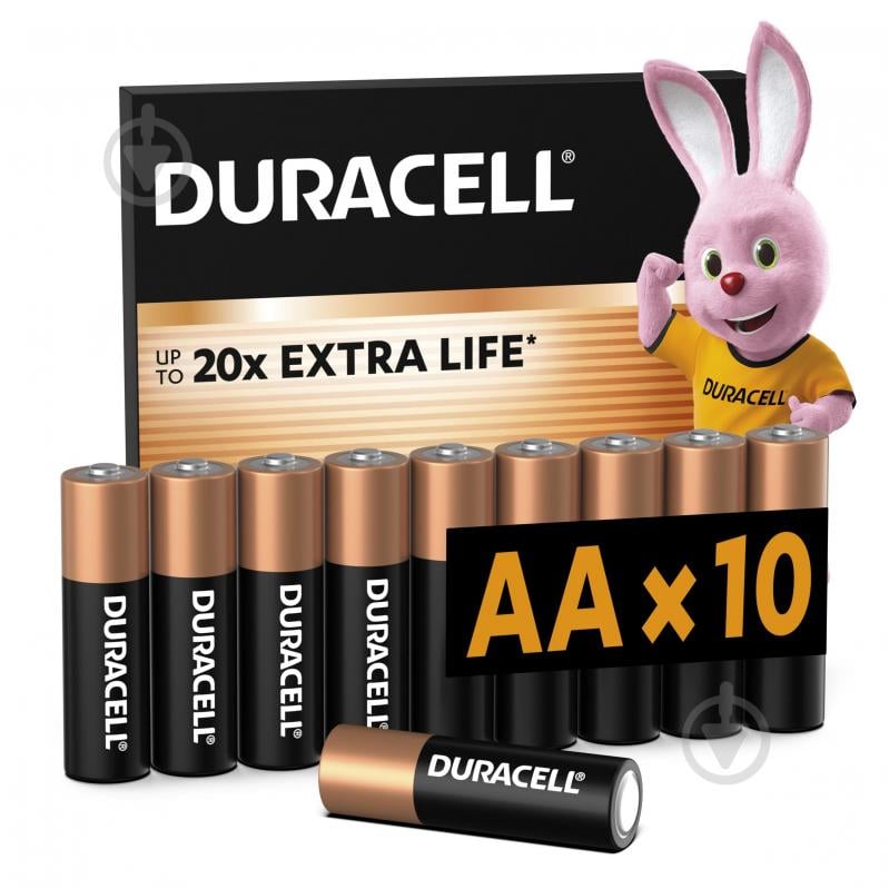 Батарейки щелочные Duracell AA (пальчиковые) 10 шт. - фото 1