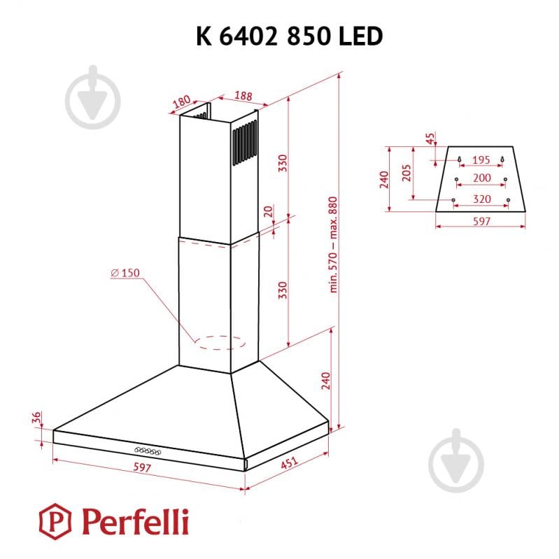 Вытяжка Perfelli K 6402 BL 850 LED - фото 11