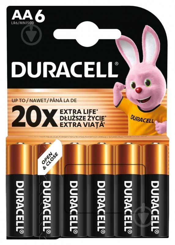 Батарейки щелочные Duracell (LR6) MN1500 Basic AA (пальчиковые) 6 шт. - фото 2