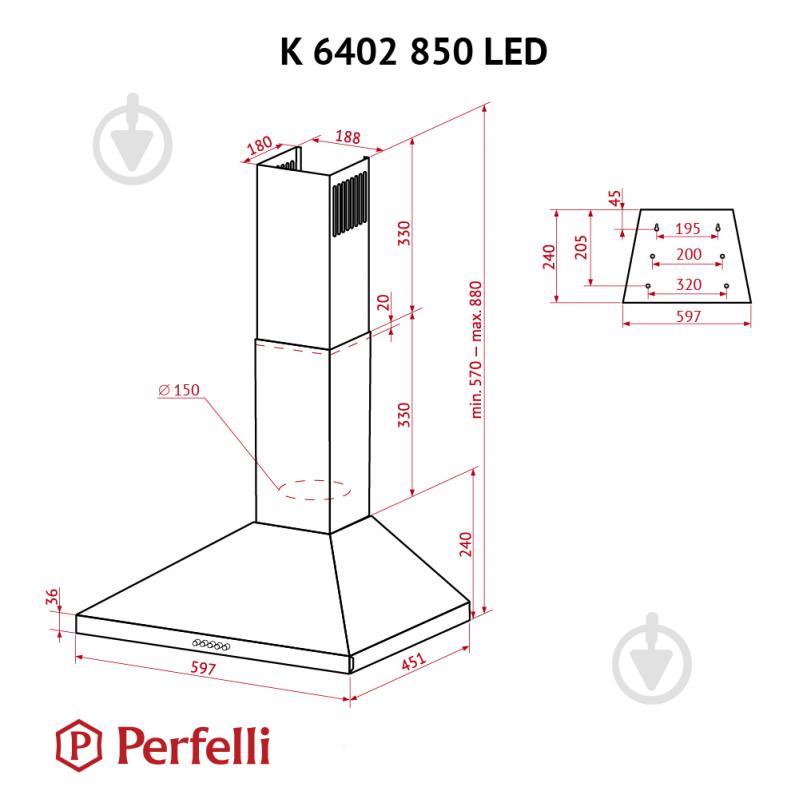 Витяжка Perfelli K 6402 I 850 LED - фото 11