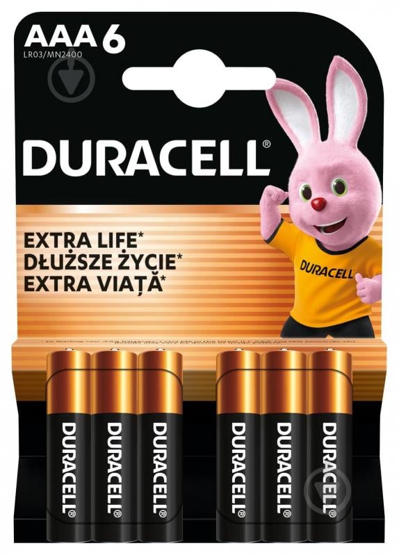 Батарейки щелочные Duracell (LR03) MN2400 Basic AAA (мизинчиковые) 6 шт. - фото 2
