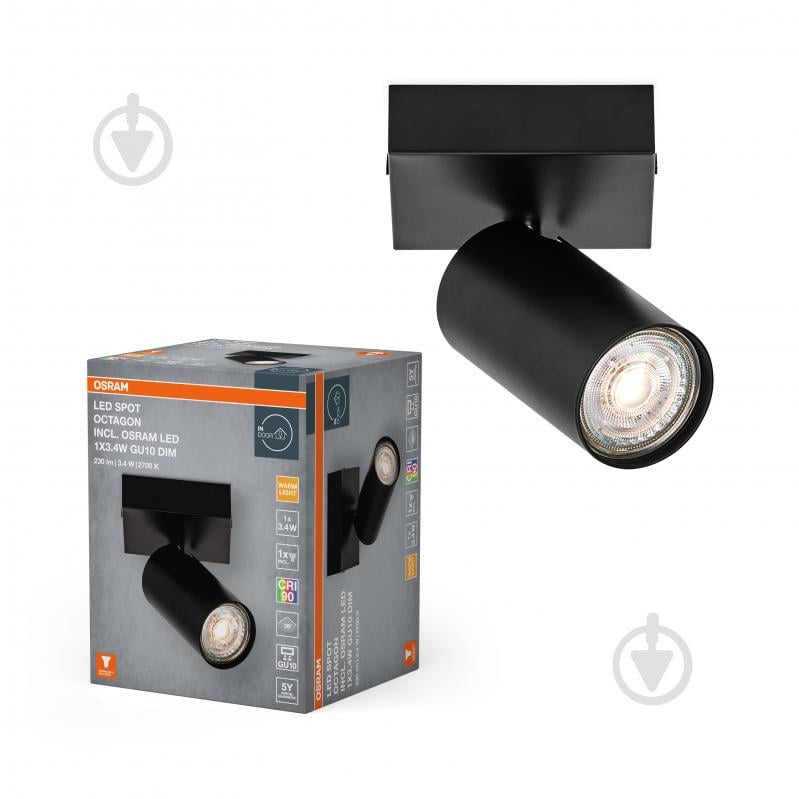 Спот Osram Octagon 1x3,4 Вт GU10 чорний - фото 1