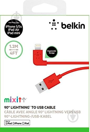 Кабель Belkin Lightning – USB 1.2 м червоний (F8J148bt04-RED) MIXIT Flat - фото 2