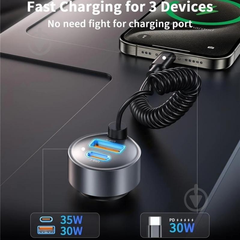 Автомобильное зарядное устройство Choetech TC0030-BK - фото 3