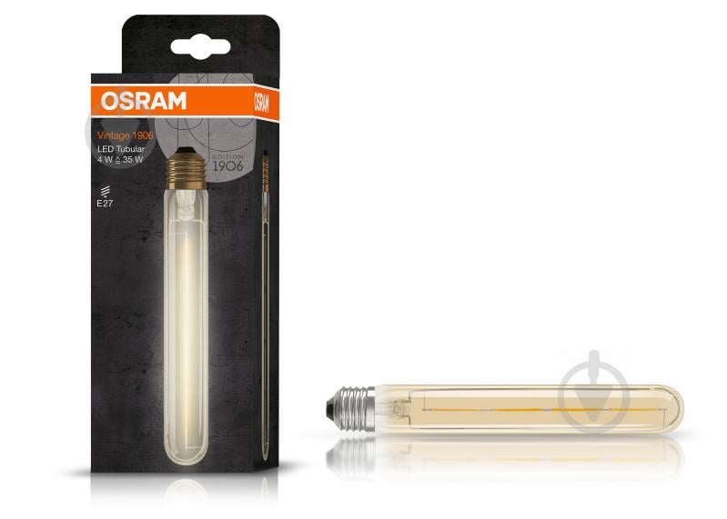 Лампа світлодіодна Osram FIL Gold Т30 4,5 Вт E27 2400 К 220 В прозора 4058075114449 - фото 1