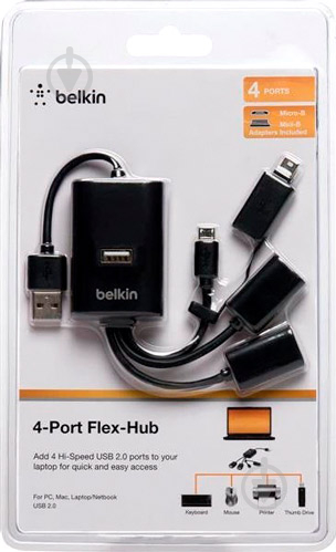 USB-хаб Belkin USB 2.0 4 Port Black (F4U046cw) - фото 3