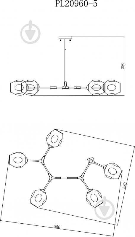 Светильник потолочный Accento lighting Molecule 5x60 Вт E27 античная латунь - фото 3