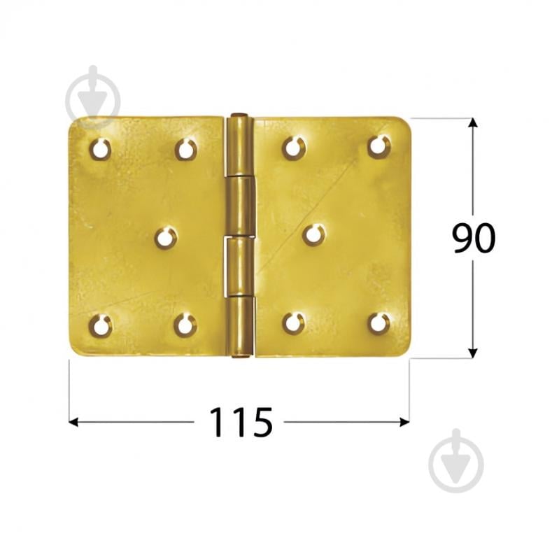 Петля Domax 115x90x2,5 мм желтый цинк универсальная - фото 2