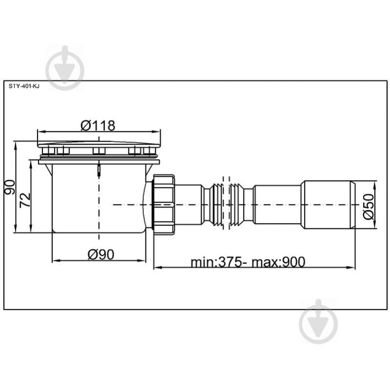 Сифон для душевого поддона Styron STY-401-KJ DN 90 выпуск 40/50 - фото 2