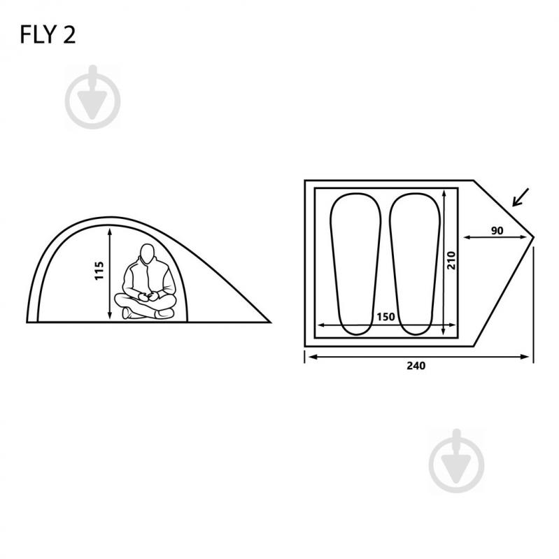 Палатка туристическая Mousson FLY 2 khaki - фото 7