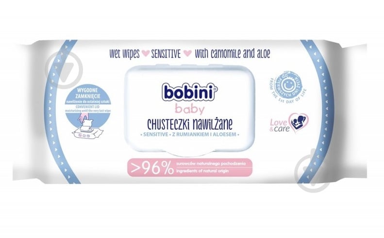 Дитячі вологі серветки Bobini Baby Sensitive 60 шт. - фото 1