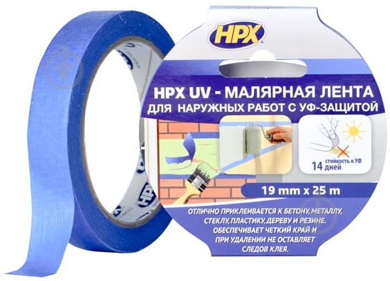 Лента малярная HPX UV для фасадных работ 19 мм x 25 м MU1925 - фото 1