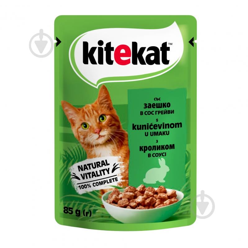 Консерва для котов Kitekat в соусе с крольчатиной 85 г - фото 1