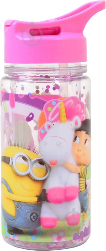 Бутылка для воды с блестками Minion Fluffy 280 мл 706883 прозрачная YES - фото 1