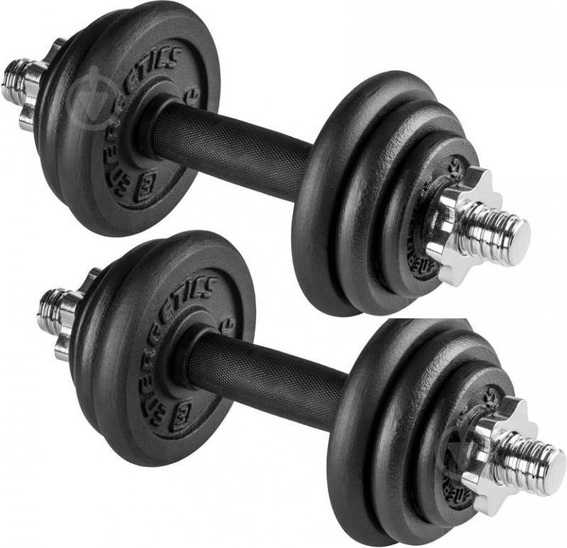Набор гантелей Energetics 107080-050 Premium Cast Iron Set 2x10 кг черный с нержавеющей сталью - фото 1 Набор гантелей Energetics 107080-050 Premium Cast Iron Set 2x10 кг черный с нержавеющей сталью - фото 1